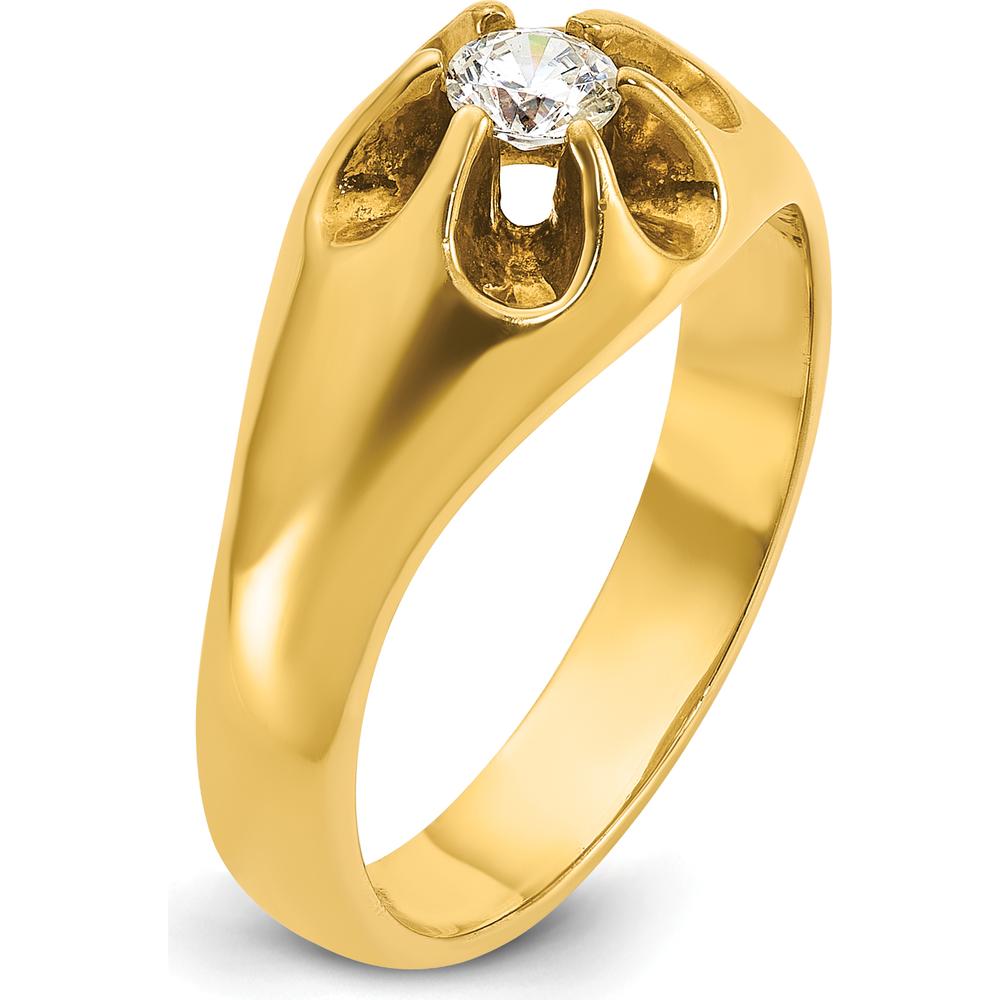 14K Yellow Gold Men's Diamond Ring with 0.25 Carats Round Diamond - Prong Set by IBGoodman