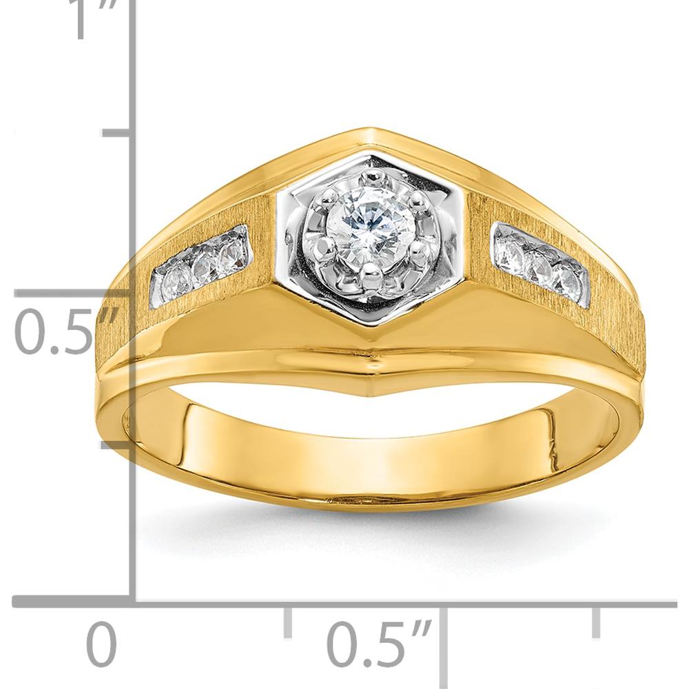 14K Yellow Gold Men's Diamond Ring with 1/3 Carat of Round Faceted Diamonds by IBGoodman