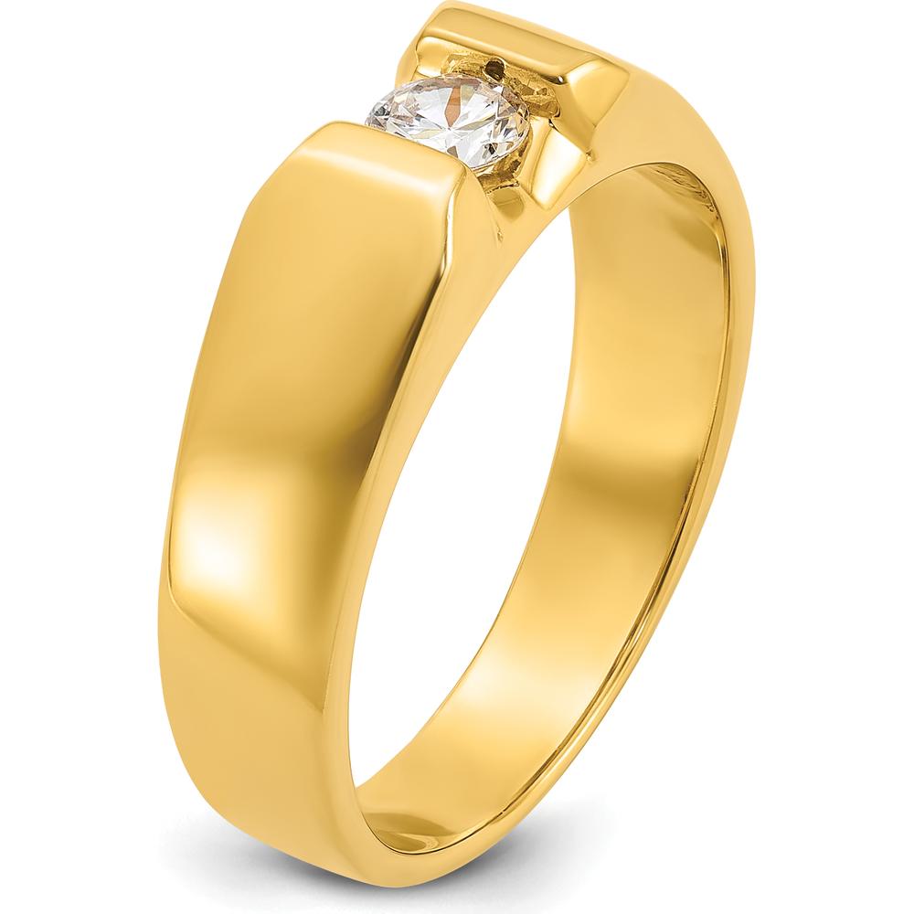 14K Yellow Gold Men's Diamond Ring with 1/3 Carat Round Diamond by IBGoodman