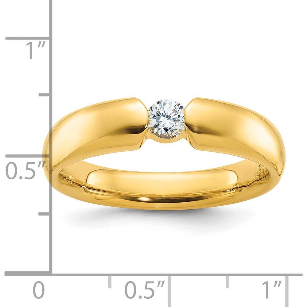 14K Yellow Gold Men's Diamond Ring with 1/4 Carat Round Diamond - 0.25 Carats Total Diamond Weight by IBGoodman