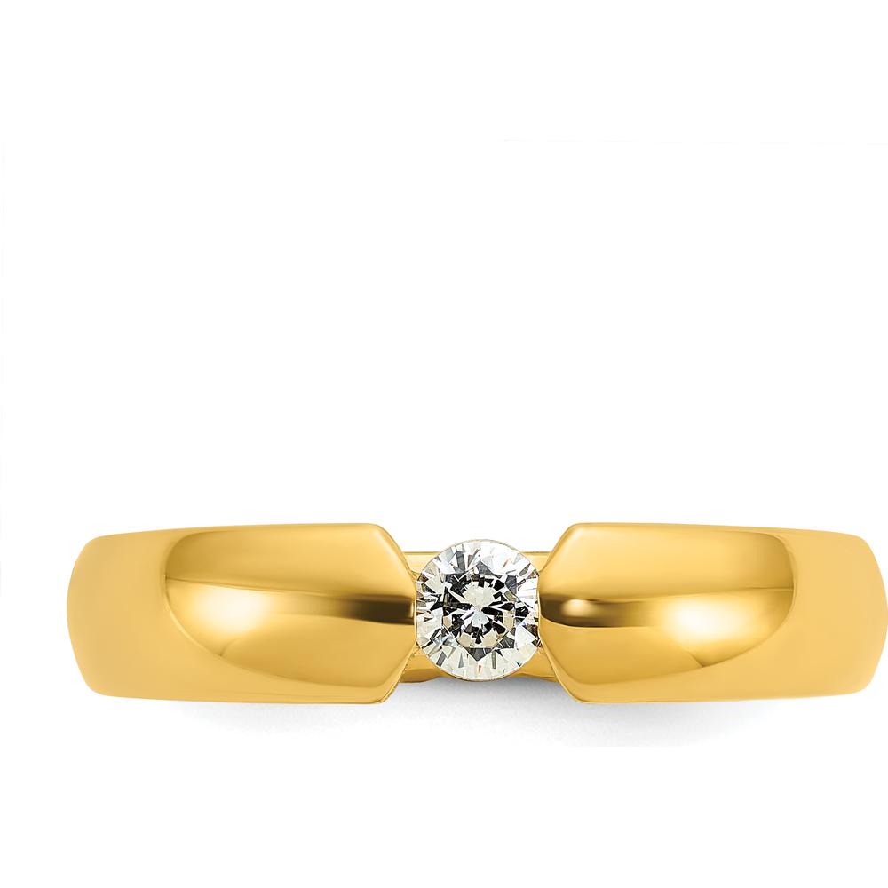 14K Yellow Gold Men's Diamond Ring with 1/4 Carat Round Diamond - 0.25 Carats Total Diamond Weight by IBGoodman