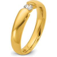 14K Yellow Gold Men's Diamond Ring with 1/4 Carat Round Diamond - 0.25 Carats Total Diamond Weight by IBGoodman