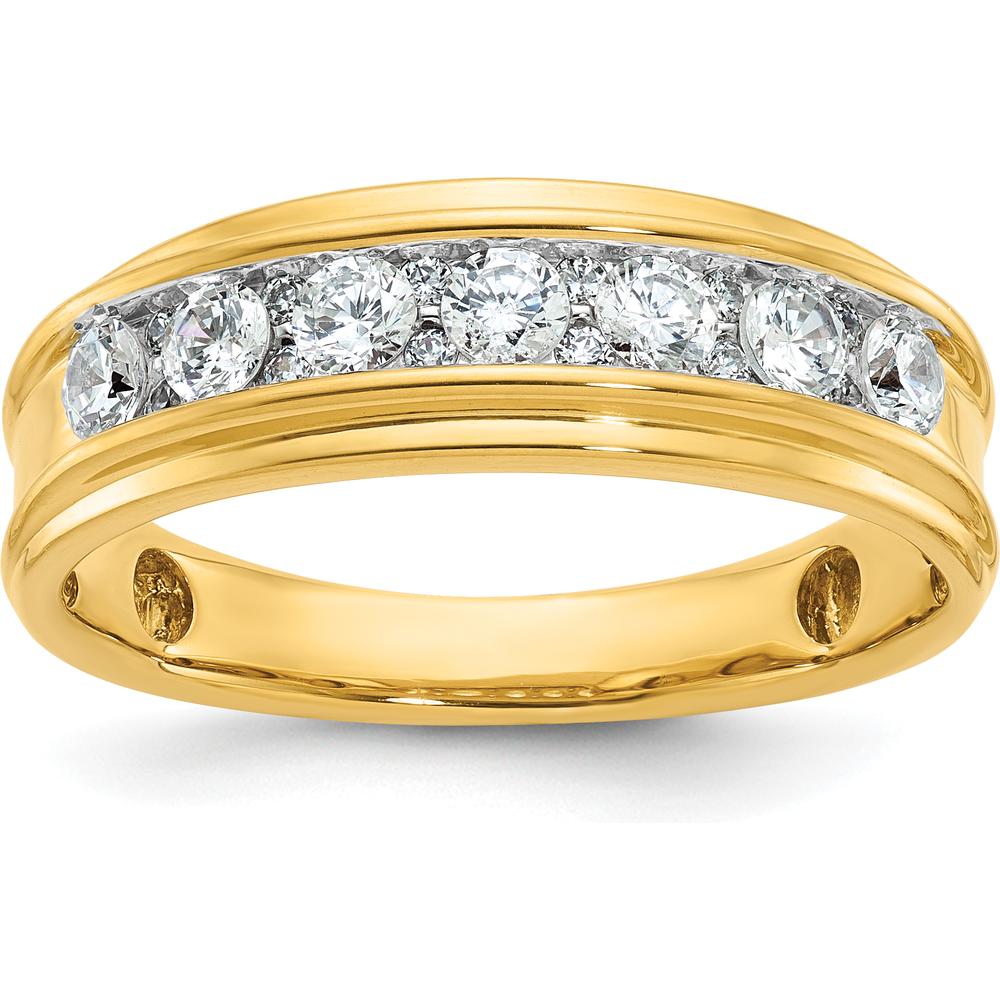 14K Yellow Gold Men's Diamond Ring with Channel Set AA Quality Diamonds - 7/8 Carat Total Weight by IBGoodman
