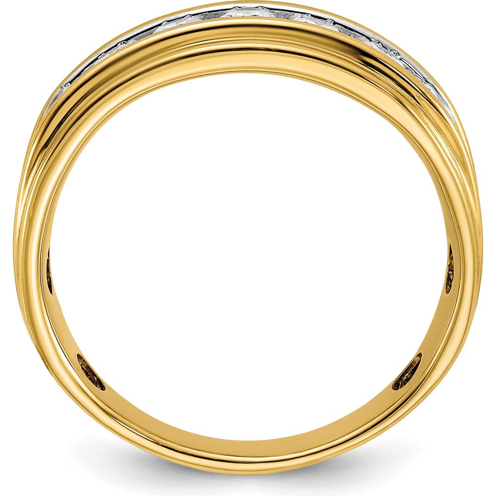 14K Yellow Gold Men's Diamond Ring with Channel Set AA Quality Diamonds - 7/8 Carat Total Weight by IBGoodman