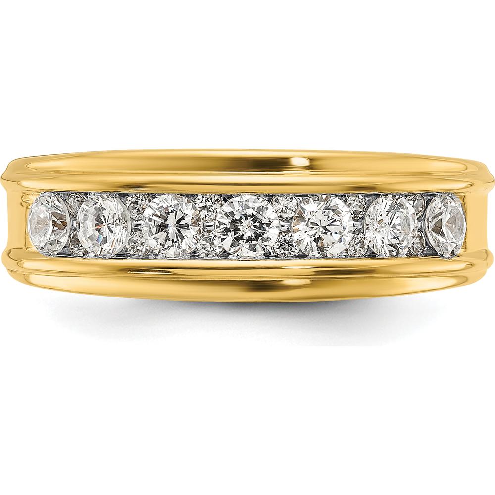 14K Yellow Gold Men's Diamond Ring with Channel Set AA Quality Diamonds - 7/8 Carat Total Weight by IBGoodman