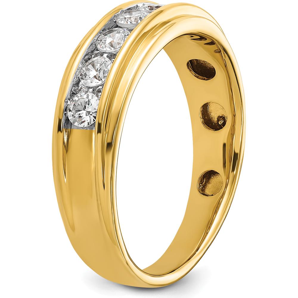 14K Yellow Gold Men's Diamond Ring with Channel Set AA Quality Diamonds - 7/8 Carat Total Weight by IBGoodman