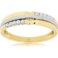 14K Yellow Gold Men's Diamond Ring with Channel Set Round Diamonds - 0.17 Carat Total Diamond Weight - Royal Jewelry