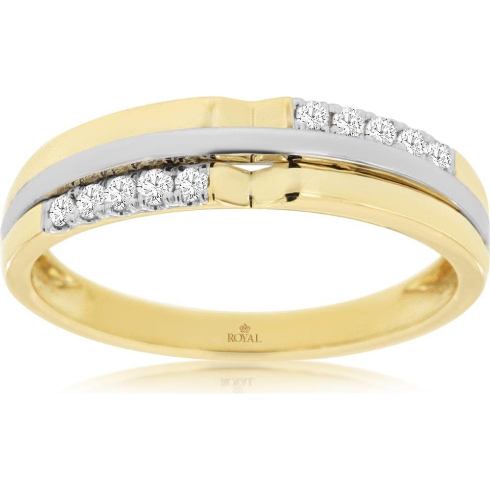 14K Yellow Gold Men's Diamond Ring with Channel Set Round Diamonds - 0.17 Carat Total Diamond Weight - Royal Jewelry