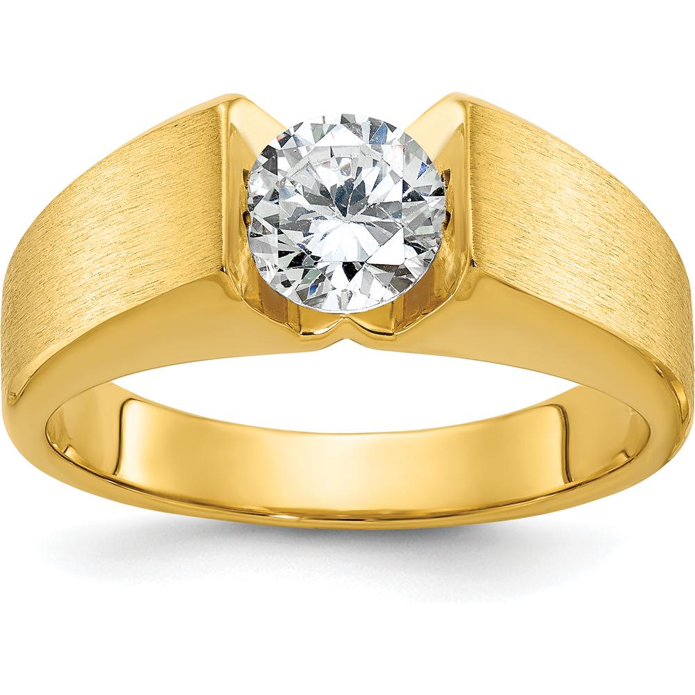 14K Yellow Gold Men's Diamond Ring with Polished and Satin Finish - 1.0 Carats Total Diamond Weight by IBGoodman