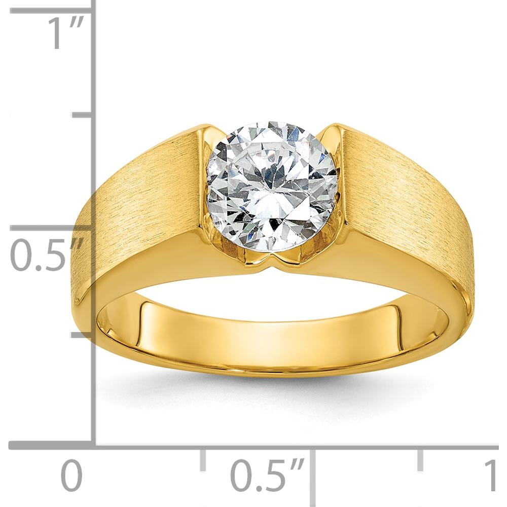 14K Yellow Gold Men's Diamond Ring with Polished and Satin Finish - 1.0 Carats Total Diamond Weight by IBGoodman