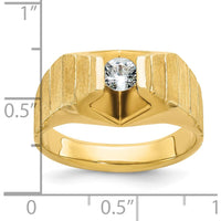 14K Yellow Gold Men's Diamond Ring with Polished and Satin Finish - 1/3 Carats Round Diamond by IBGoodman