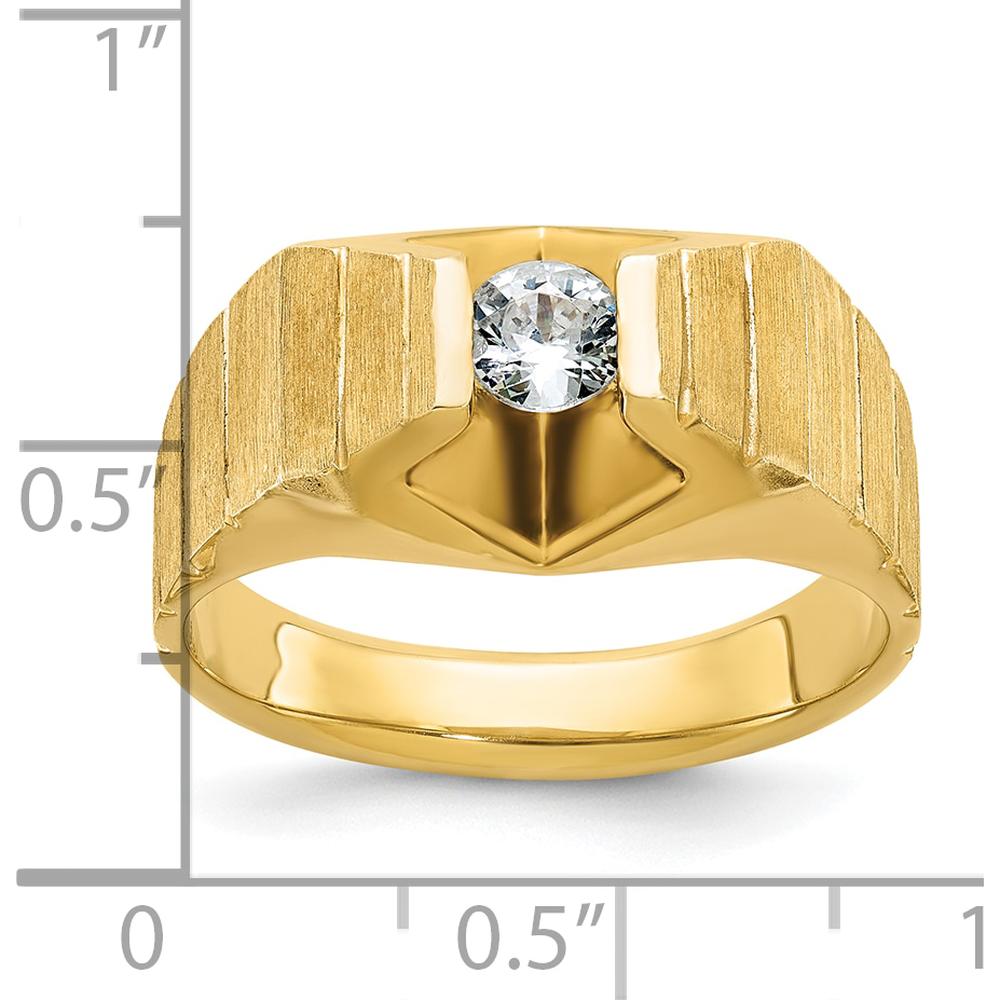 14K Yellow Gold Men's Diamond Ring with Polished and Satin Finish - 1/3 Carats Round Diamond by IBGoodman