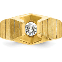 14K Yellow Gold Men's Diamond Ring with Polished and Satin Finish - 1/3 Carats Round Diamond by IBGoodman