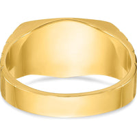 14K Yellow Gold Men's Diamond Ring with Polished and Satin Finish - 1/3 Carats Round Diamond by IBGoodman