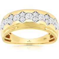 14K Yellow Gold Men's Diamond Ring with Prong Set Round Diamonds - 1.00 Carat Total Diamond Weight - Royal Jewelry