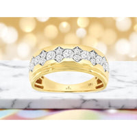 14K Yellow Gold Men's Diamond Ring with Prong Set Round Diamonds - 1.00 Carat Total Diamond Weight - Royal Jewelry