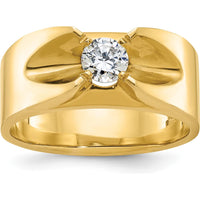 14K Yellow Gold Men's Diamond Ring with Round Diamond - 0.5 Carats Total Diamond Weight by IBGoodman