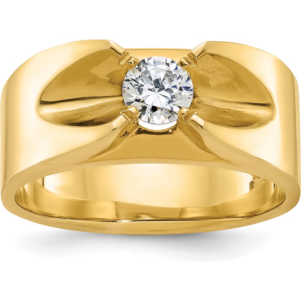 14K Yellow Gold Men's Diamond Ring with Round Diamond - 0.5 Carats Total Diamond Weight by IBGoodman