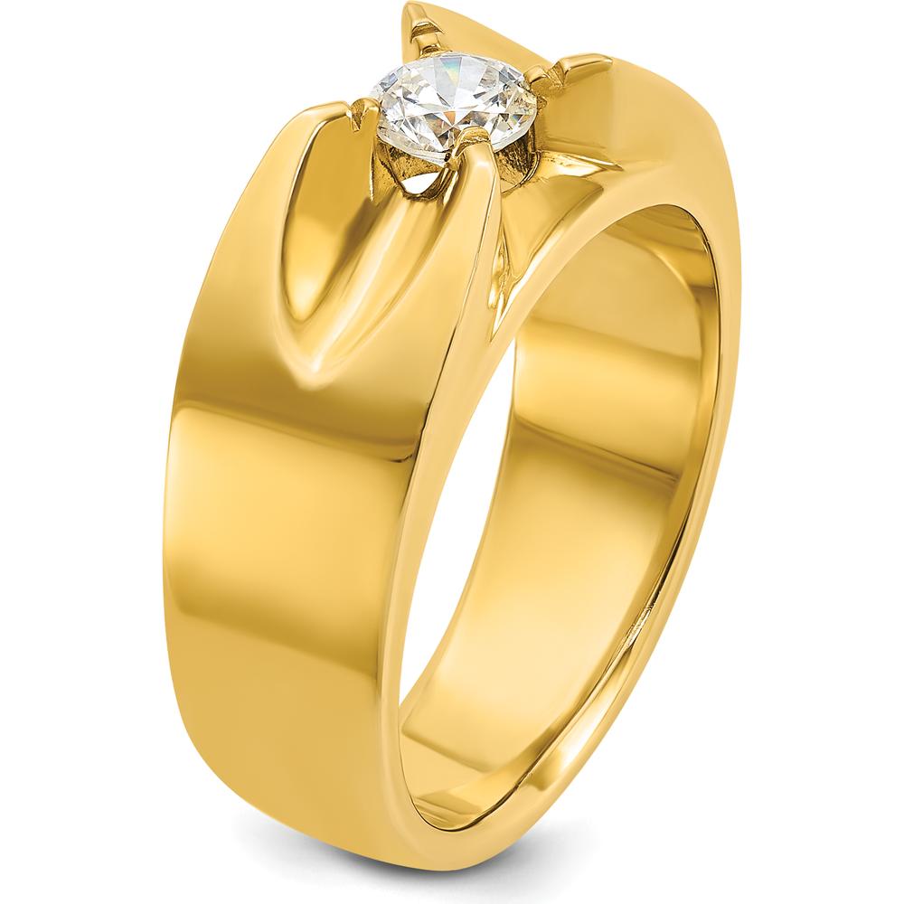 14K Yellow Gold Men's Diamond Ring with Round Diamond - 0.5 Carats Total Diamond Weight by IBGoodman