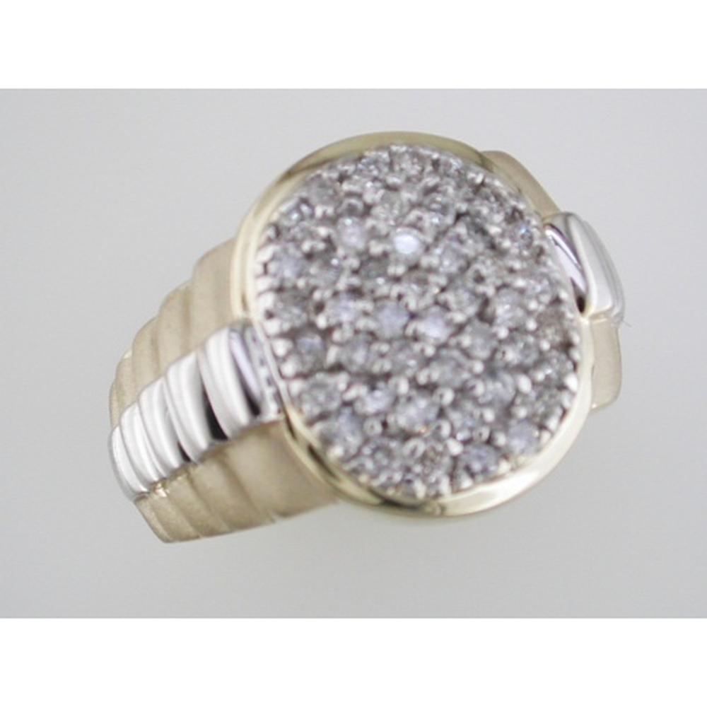 14K Yellow Gold Men's Diamond Ring with Round Diamond Cluster - 1.00 Carats Total Diamond Weight