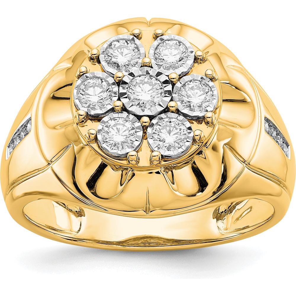 14K Yellow Gold Men's Diamond Ring with Round Diamonds - 0.15 Carat Total Diamond Weight by 0