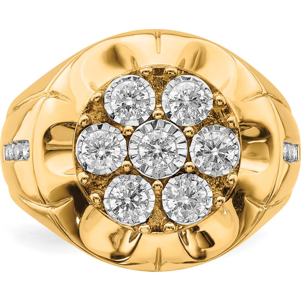 14K Yellow Gold Men's Diamond Ring with Round Diamonds - 0.15 Carat Total Diamond Weight by 0