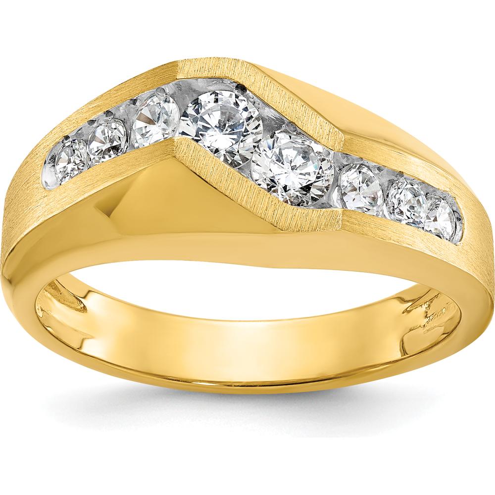 14K Yellow Gold Men's Diamond Ring with Round Faceted Diamonds - 1.00 Carats Total Diamond Weight by IBGoodman
