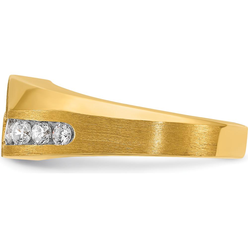 14K Yellow Gold Men's Diamond Ring with Round Faceted Diamonds - 1.00 Carats Total Diamond Weight by IBGoodman