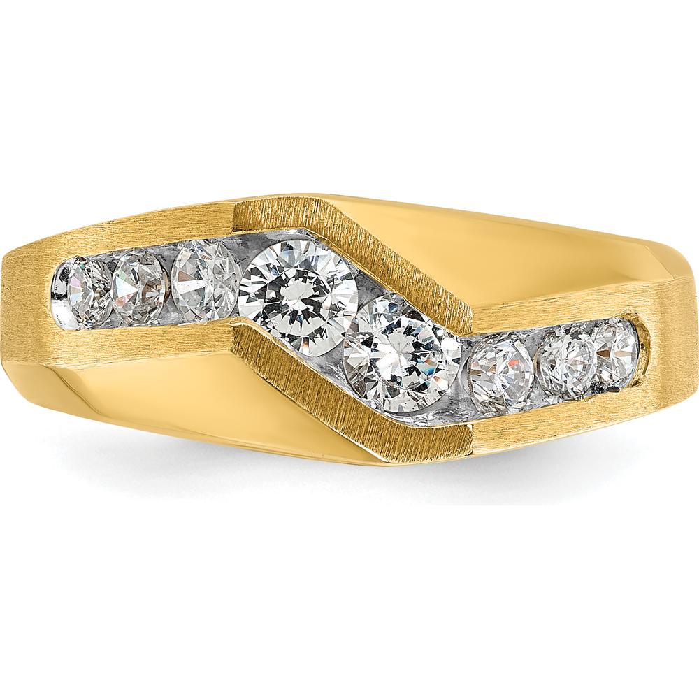 14K Yellow Gold Men's Diamond Ring with Round Faceted Diamonds - 1.00 Carats Total Diamond Weight by IBGoodman