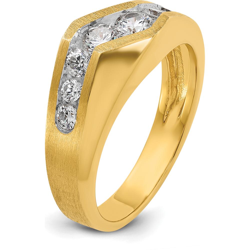 14K Yellow Gold Men's Diamond Ring with Round Faceted Diamonds - 1.00 Carats Total Diamond Weight by IBGoodman