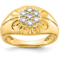 14K Yellow Gold Men's Diamond Ring with Seven Round Diamonds - 0.11 Carat Total Diamond Weight by 0