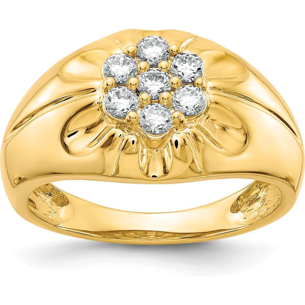 14K Yellow Gold Men's Diamond Ring with Seven Round Diamonds - 0.11 Carat Total Diamond Weight by 0