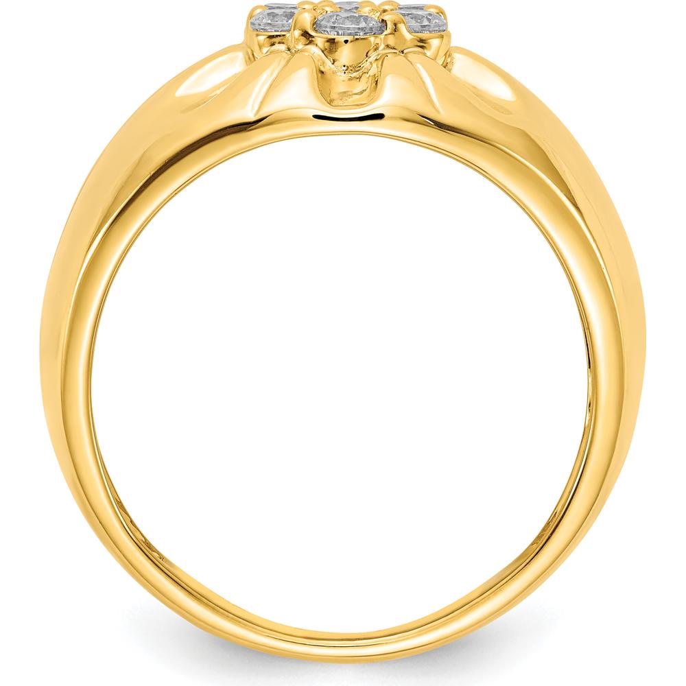 14K Yellow Gold Men's Diamond Ring with Seven Round Diamonds - 0.11 Carat Total Diamond Weight by 0