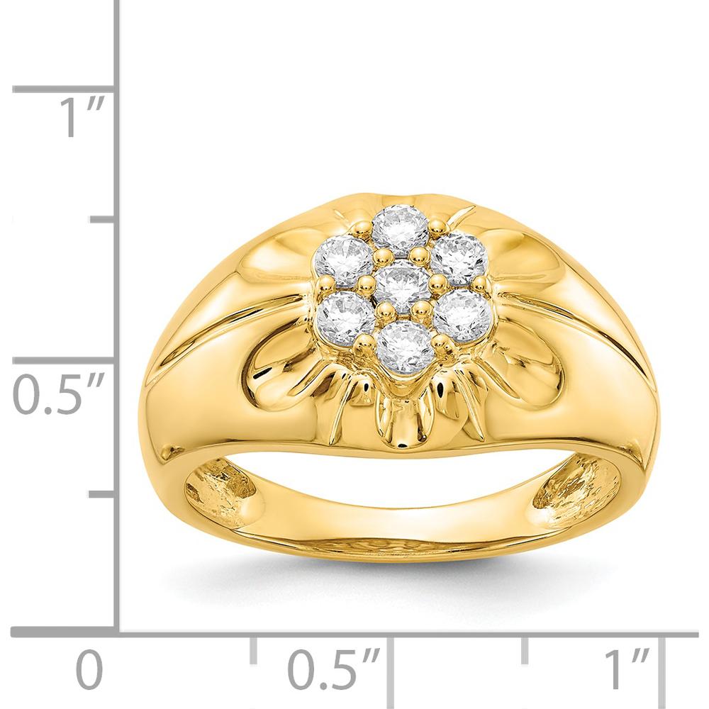 14K Yellow Gold Men's Diamond Ring with Seven Round Diamonds - 0.11 Carat Total Diamond Weight by 0