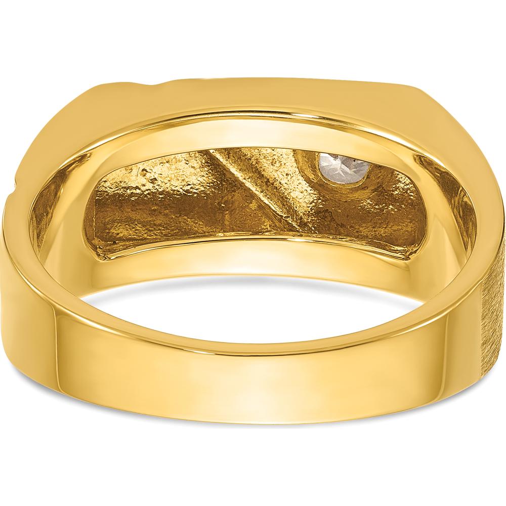 14K Yellow Gold Men's Diamond Signet Ring with Polished and Satin Finish - 0.15 Carats Total Diamond Weight by IBGoodman