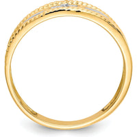 14K Yellow Gold Men's Diamond Trio Cross Wedding Band with Rhodium Accents - 0.01 Carat Total Diamond Weight by IBGoodman