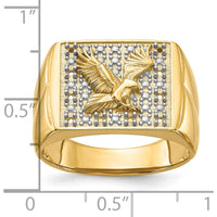 14K Yellow Gold Men's Eagle Ring Mounting with Polished Finish and Rhodium Accents by IBGoodman