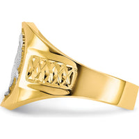14K Yellow Gold Men's Eagle Ring with Rhodium Accents - Polished Finish by IBGoodman