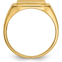 14K Yellow Gold Men's Engravable Signet Ring with Polished & Brushed Finish - 11.5x11.0mm Top Width by Oro Pregiato