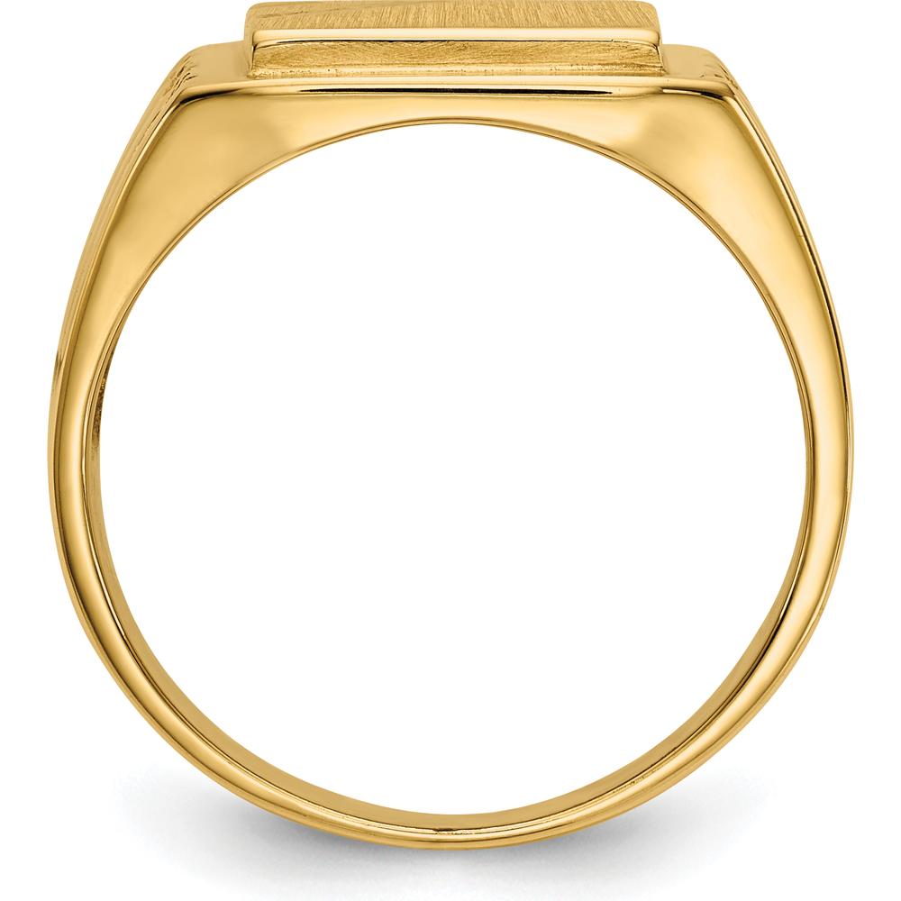 14K Yellow Gold Men's Engravable Signet Ring with Polished & Brushed Finish - 11.5x11.0mm Top Width by Oro Pregiato