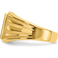 14K Yellow Gold Men's Engravable Signet Ring with Polished & Brushed Finish - 11.5x11.0mm Top Width by Oro Pregiato