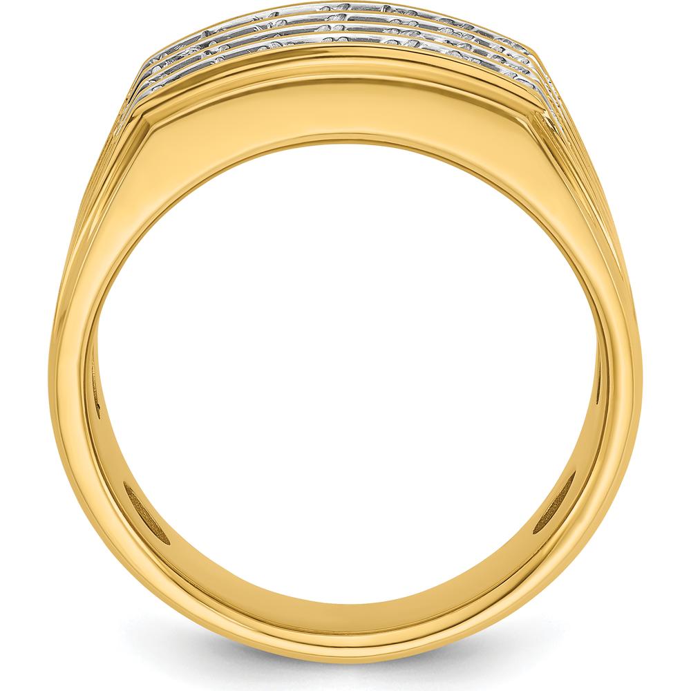 14K Yellow Gold Men's Grooved Band Ring with 1 1/5 Carat AA Quality Diamonds by IBGoodman