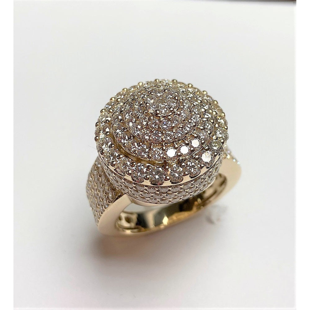 14K Yellow Gold Men's Halo Ring with Pavé-Set Round Diamonds - 7.21 Carat Total Diamond Weight by Auriventus