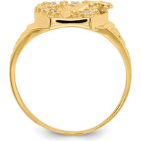 14K Yellow Gold Men's Horse Head Ring with 7 Round Diamonds - 0.028 Carat Total Diamond Weight by Monteluci Fine Jewelry