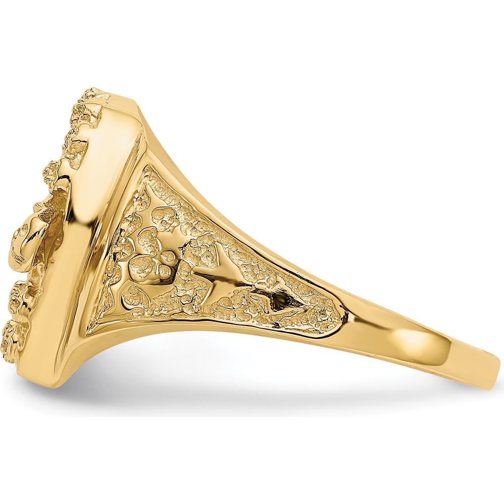 14K Yellow Gold Men's Horse Head Ring with 7 Round Diamonds - 0.028 Carat Total Diamond Weight by Monteluci Fine Jewelry
