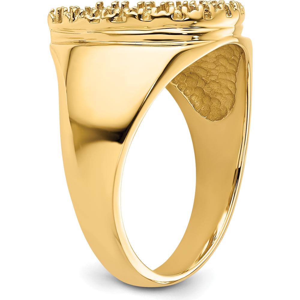 14K Yellow Gold Men's Horseshoe Ring Mounting with Polished Finish - Tapered Band and Customizable Diamond Design by Oro Pregiato