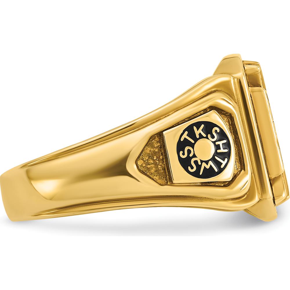 14K Yellow Gold Men's Knights Templar Masonic Ring with Multi-Color Enamel Detail