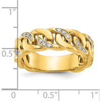 14K Yellow Gold Men's Link Design Diamond Ring with 1/8 Carat Total Diamond Weight by IBGoodman