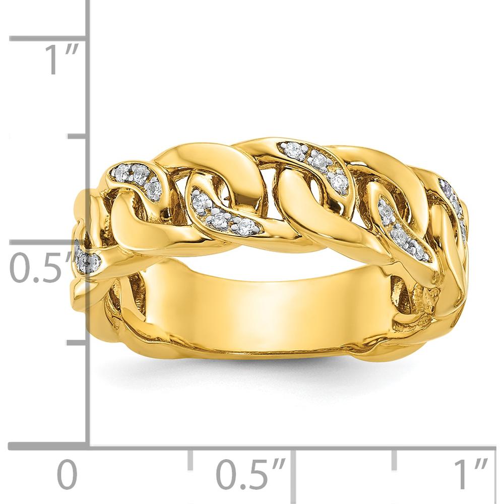 14K Yellow Gold Men's Link Design Diamond Ring with 1/8 Carat Total Diamond Weight by IBGoodman
