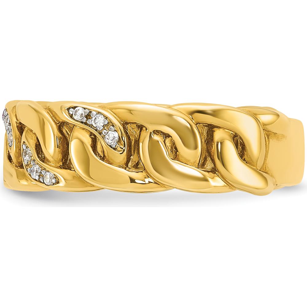 14K Yellow Gold Men's Link Design Diamond Ring with Sparkling Diamonds by IBGoodman